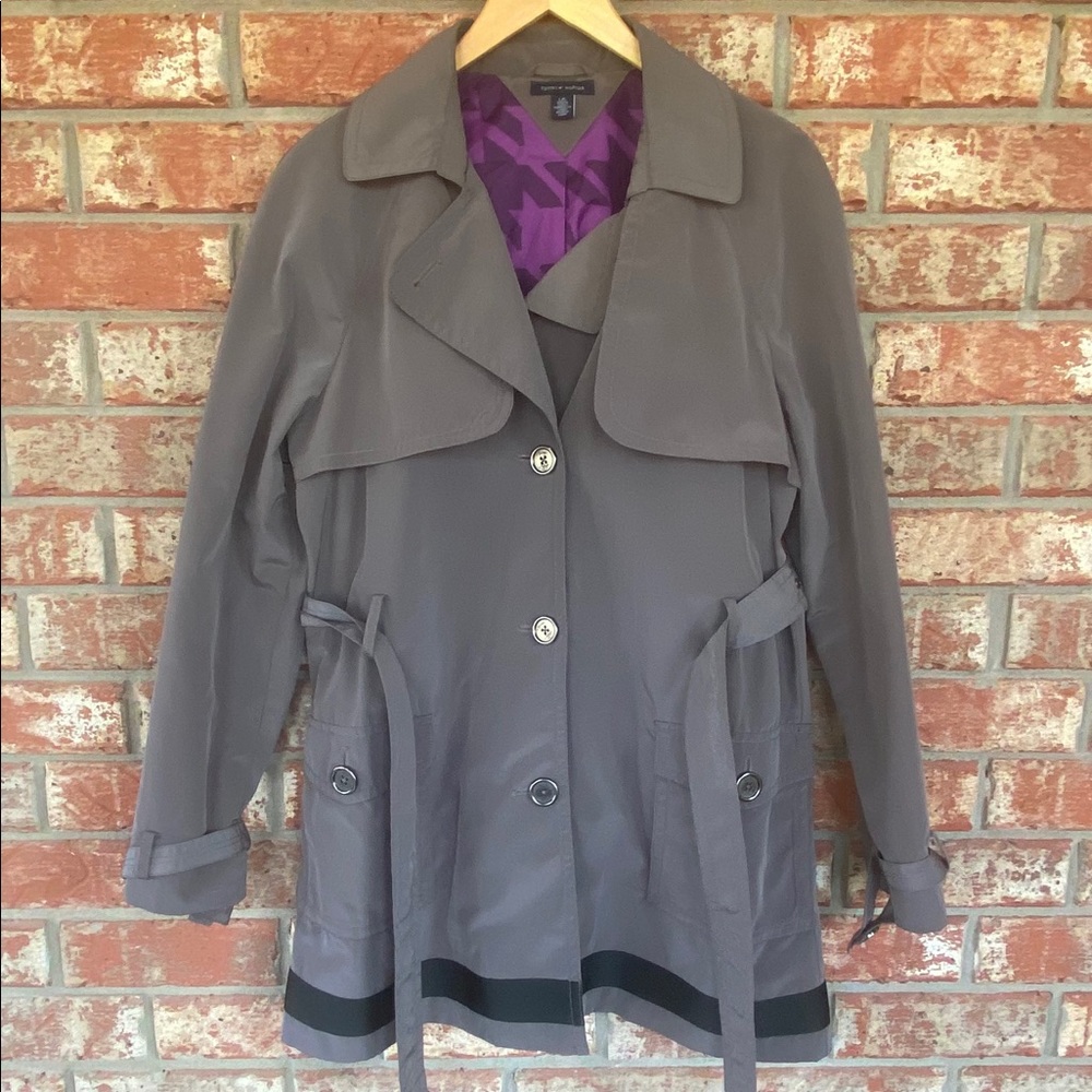 Tommy Hilfiger Gray Maxi Trench Coat with Belt